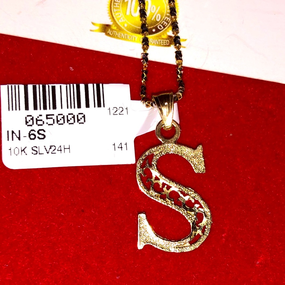 10k solid gold diamond cut S initial monogram pendant, NOT PLATED Free ship Sale